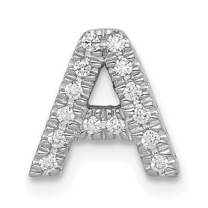 14K White Gold Diamond Letter A Initial Charm