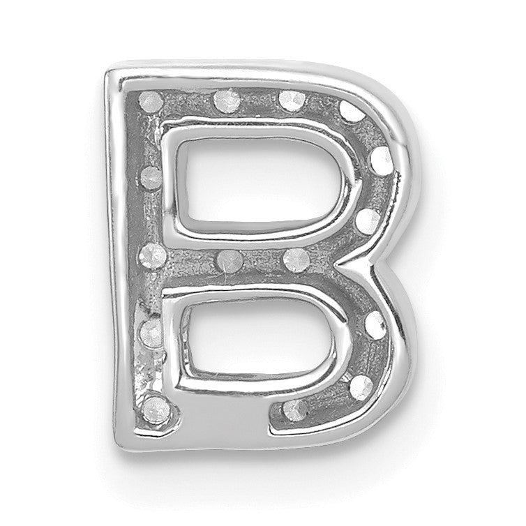 14K  White Gold Diamond Letter B Initial Charm