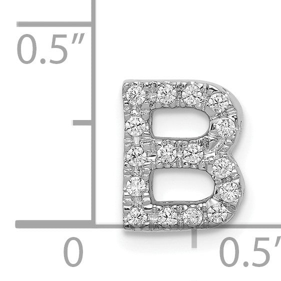 14K  White Gold Diamond Letter B Initial Charm