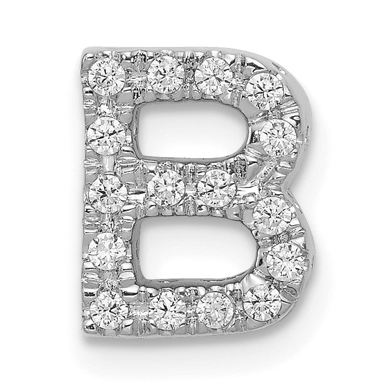 14K  White Gold Diamond Letter B Initial Charm