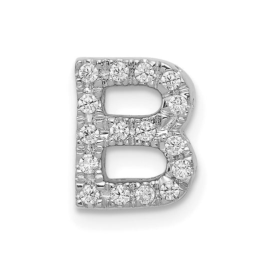 14K  White Gold Diamond Letter B Initial Charm