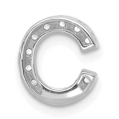 14K  White Gold Diamond Letter C Initial Charm