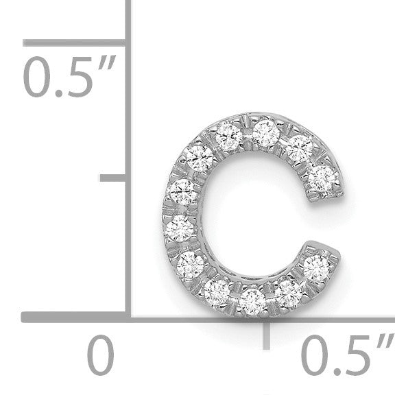 14K  White Gold Diamond Letter C Initial Charm