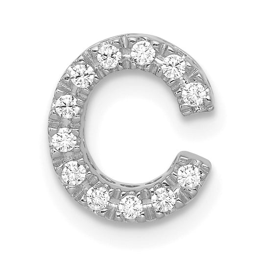 14K  White Gold Diamond Letter C Initial Charm