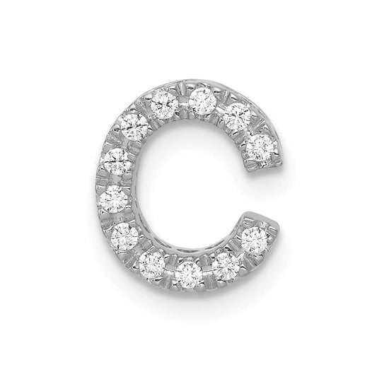 14K  White Gold Diamond Letter C Initial Charm