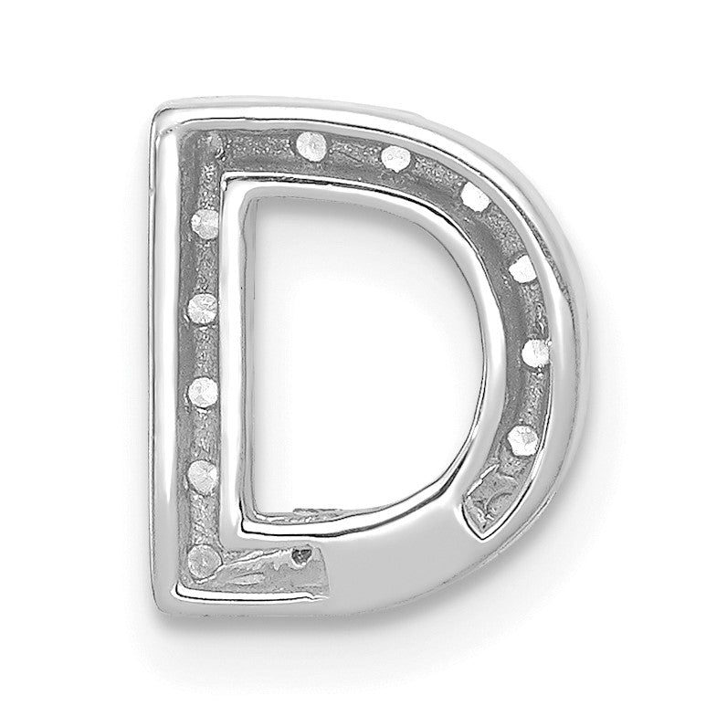 14K  White Gold Diamond Letter D Initial Charm