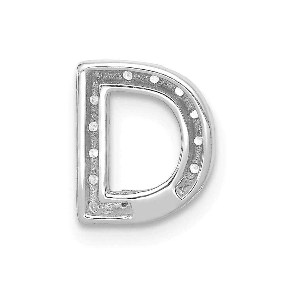 14K  White Gold Diamond Letter D Initial Charm