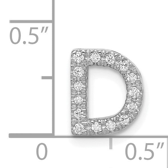 14K  White Gold Diamond Letter D Initial Charm