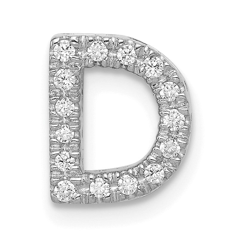14K  White Gold Diamond Letter D Initial Charm