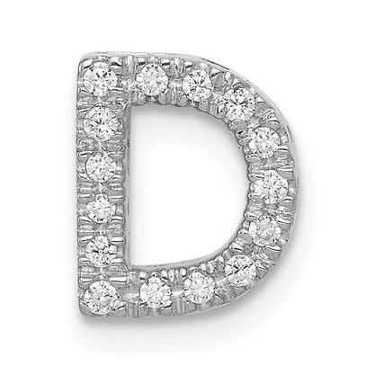 14K  White Gold Diamond Letter D Initial Charm
