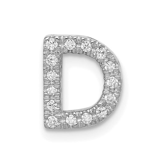 14K  White Gold Diamond Letter D Initial Charm