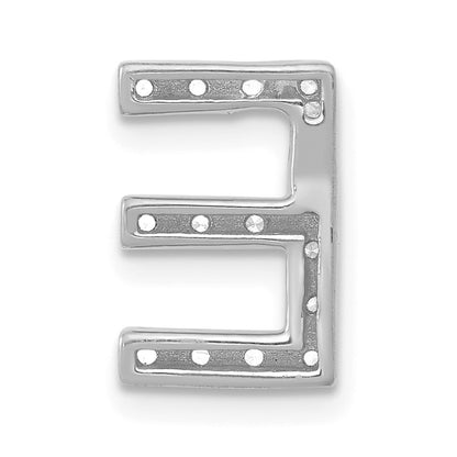 14K  White Gold Diamond Letter E Initial Charm