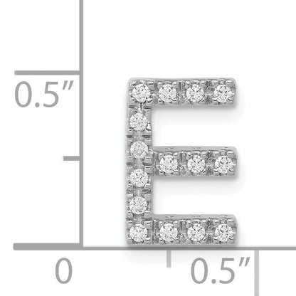 14K  White Gold Diamond Letter E Initial Charm