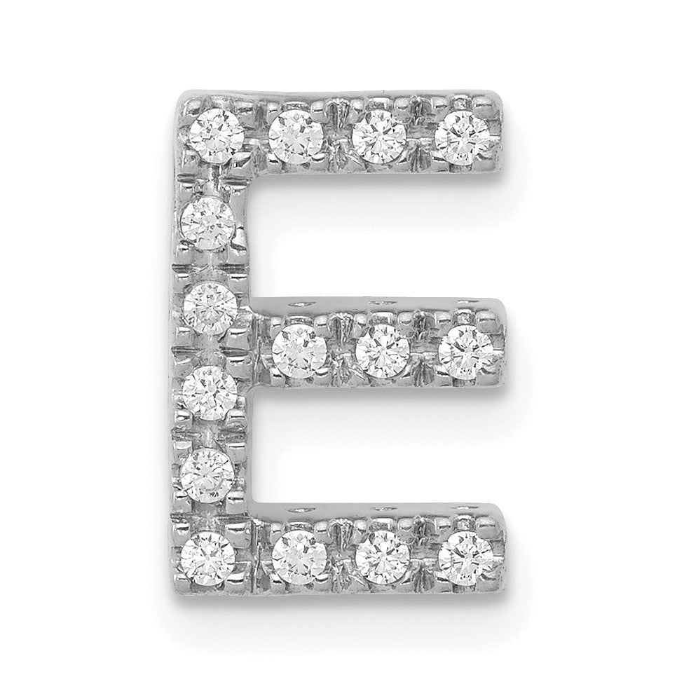 14K  White Gold Diamond Letter E Initial Charm