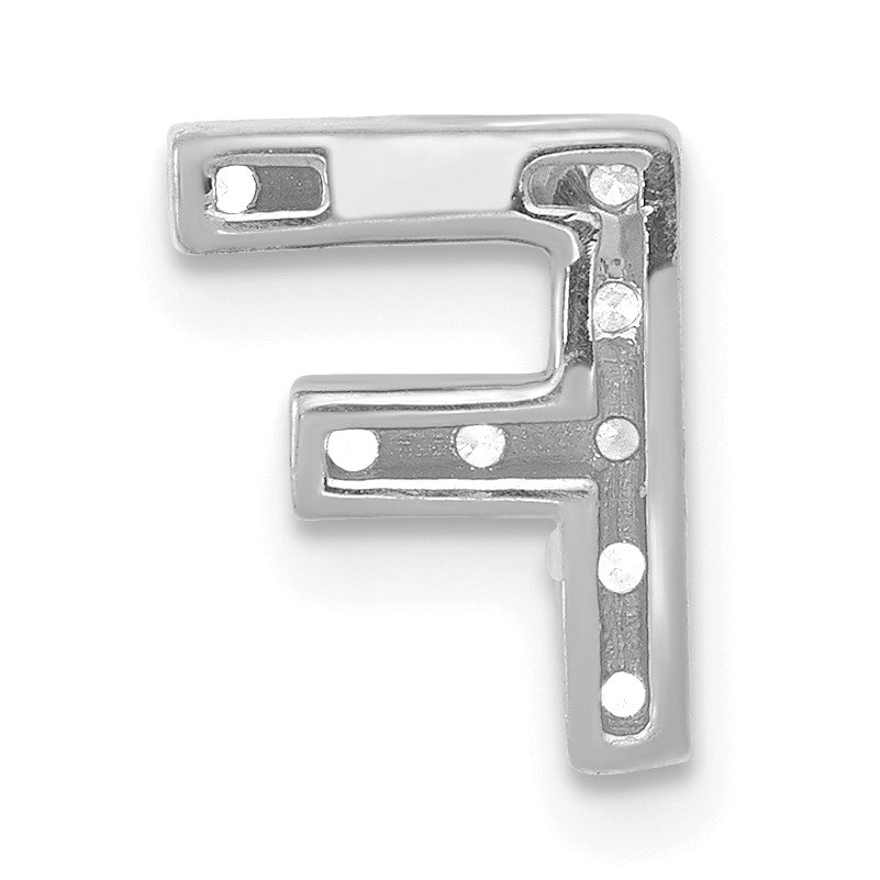 14K  White Gold Diamond Letter F Initial Charm