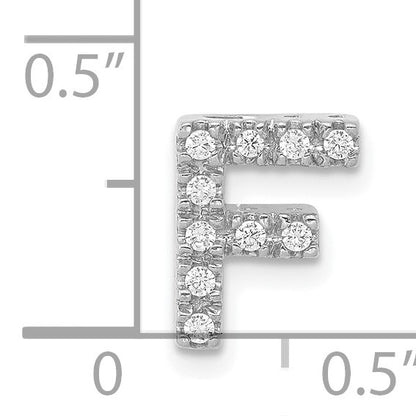 14K  White Gold Diamond Letter F Initial Charm