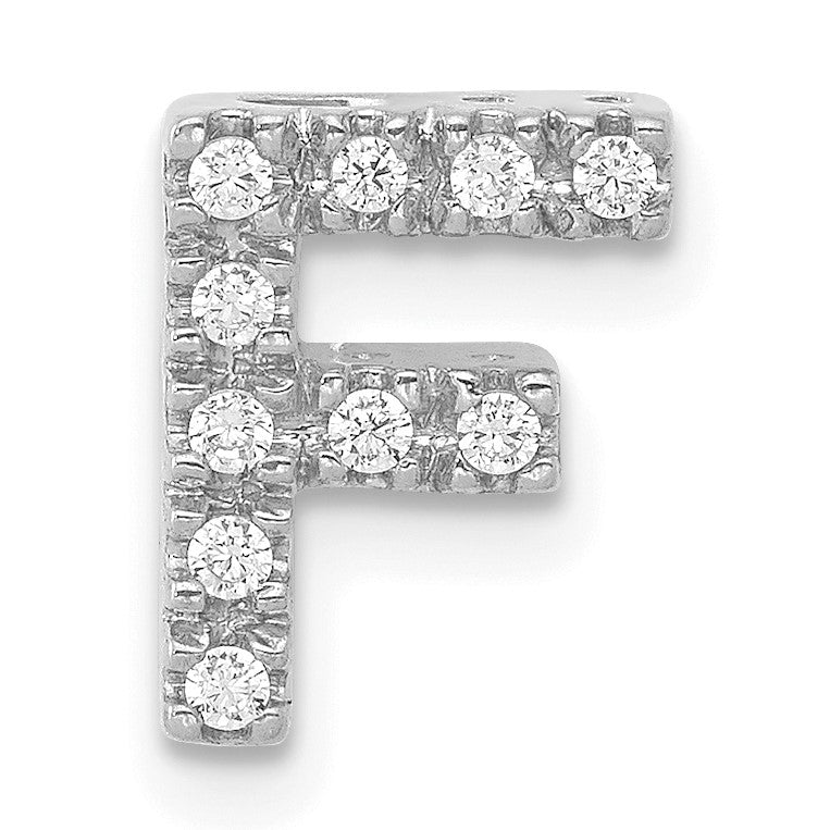 14K  White Gold Diamond Letter F Initial Charm