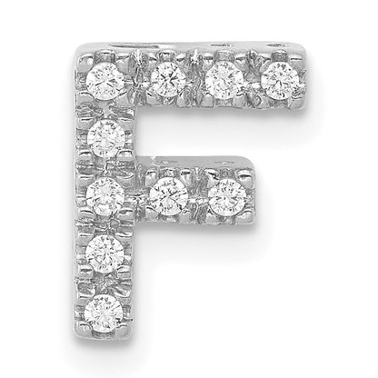 14K  White Gold Diamond Letter F Initial Charm