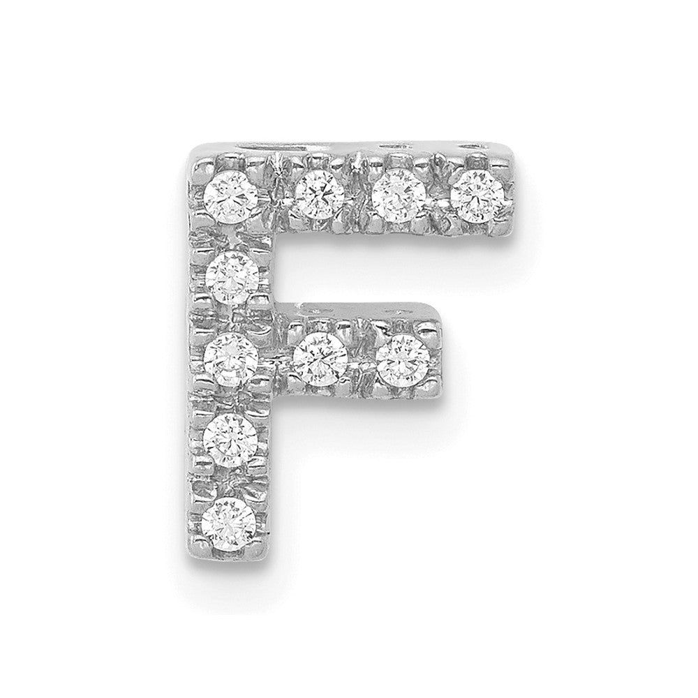 14K  White Gold Diamond Letter F Initial Charm