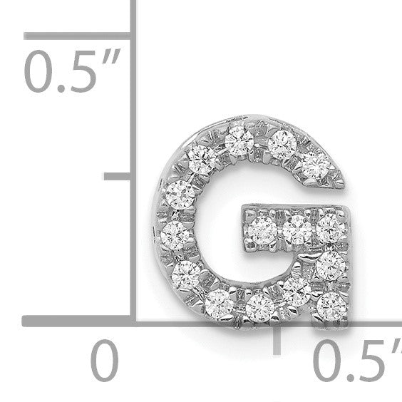 14K  White Gold Diamond Letter G Initial Charm