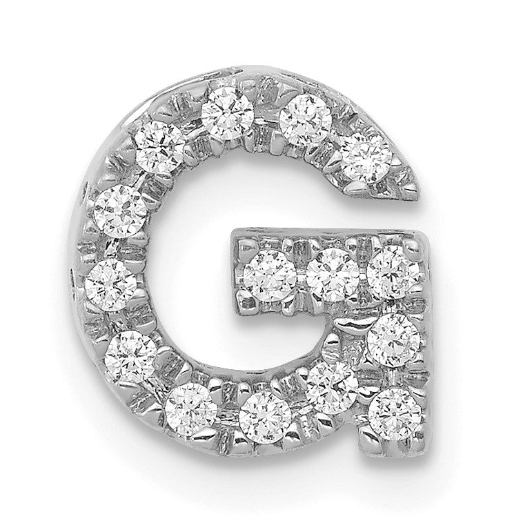 14K  White Gold Diamond Letter G Initial Charm