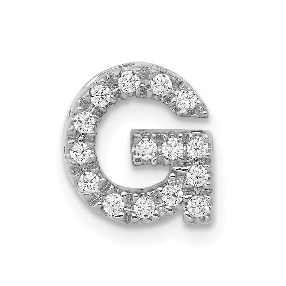 14K  White Gold Diamond Letter G Initial Charm