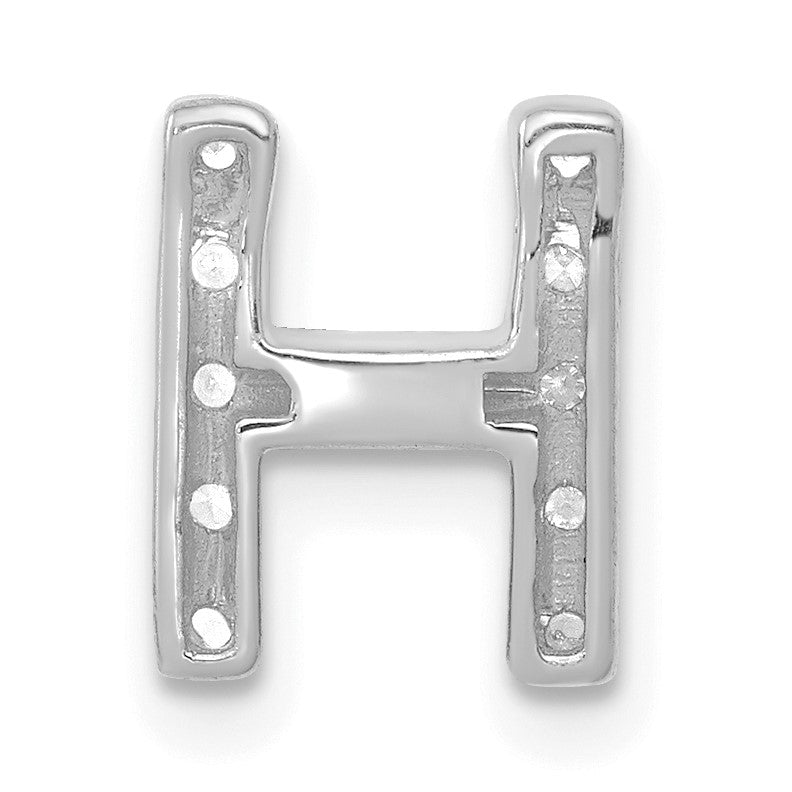 14K  White Gold Diamond Letter H Initial Charm