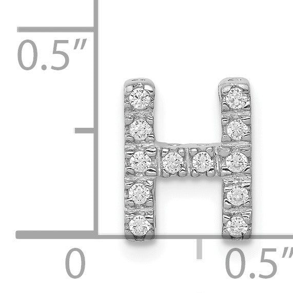 14K  White Gold Diamond Letter H Initial Charm