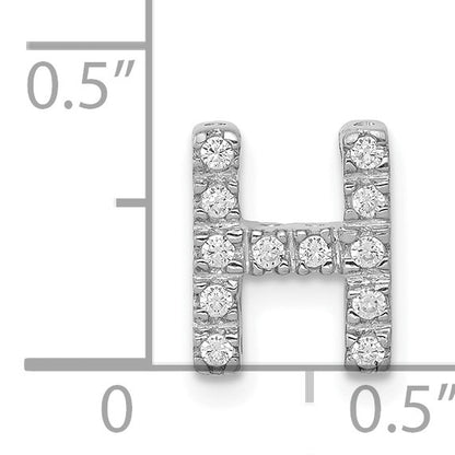 14K  White Gold Diamond Letter H Initial Charm