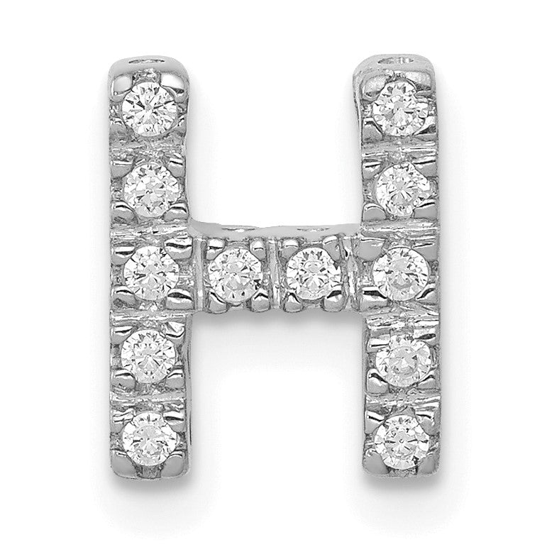 14K  White Gold Diamond Letter H Initial Charm