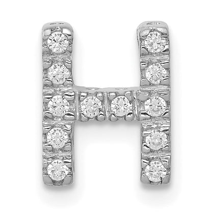 14K  White Gold Diamond Letter H Initial Charm