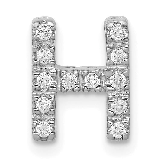 14K  White Gold Diamond Letter H Initial Charm