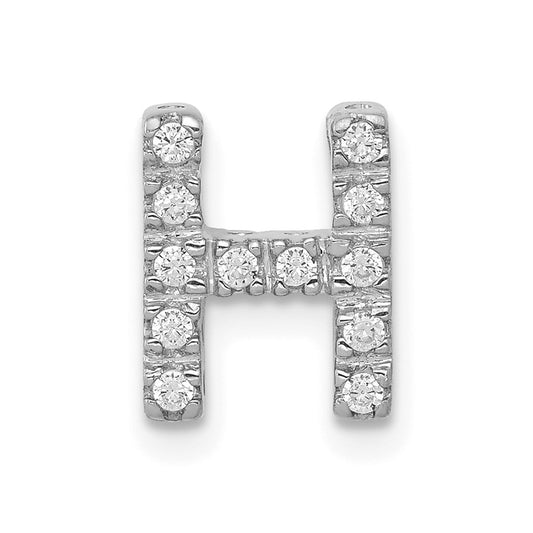 14K  White Gold Diamond Letter H Initial Charm