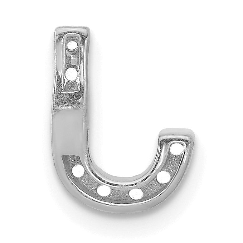 14K  White Gold Diamond Letter J Initial Charm
