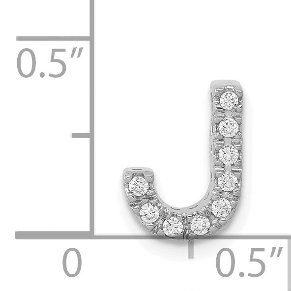 14K  White Gold Diamond Letter J Initial Charm