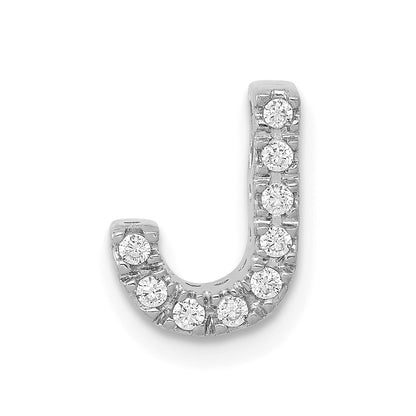 14K  White Gold Diamond Letter J Initial Charm