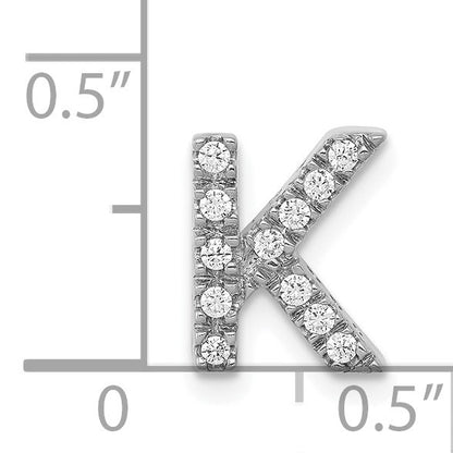14K  White Gold Diamond Letter K  Initial Charm
