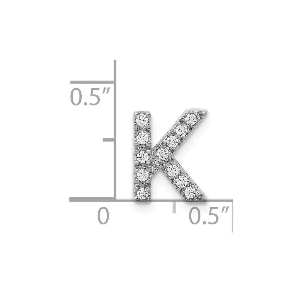 14K  White Gold Diamond Letter K  Initial Charm