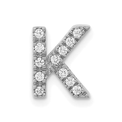 14K  White Gold Diamond Letter K  Initial Charm