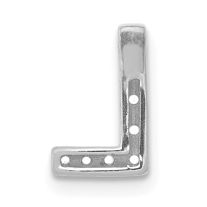 14K  White Gold Diamond Letter L Initial Charm