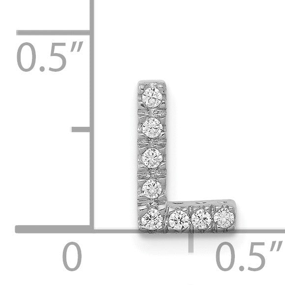 14K  White Gold Diamond Letter L Initial Charm