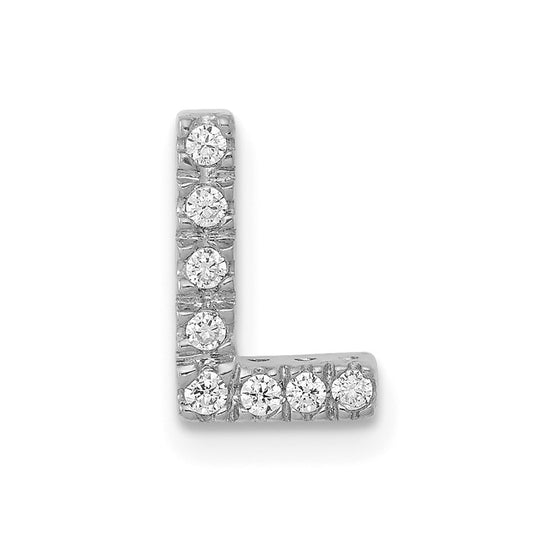 14K  White Gold Diamond Letter L Initial Charm