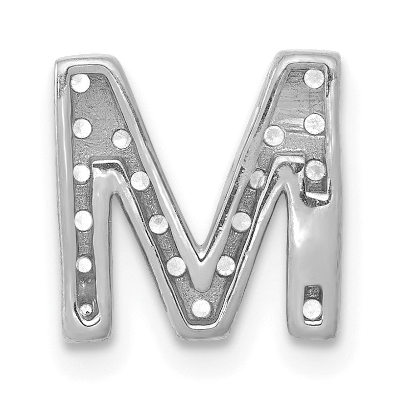 14K  White Gold Diamond Letter M Initial Charm