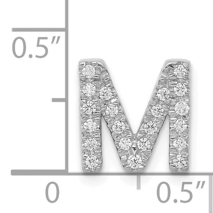 14K  White Gold Diamond Letter M Initial Charm