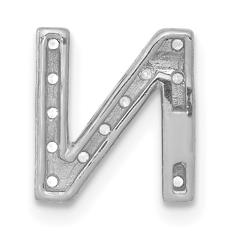 14K  White Gold Diamond Letter N Initial Charm