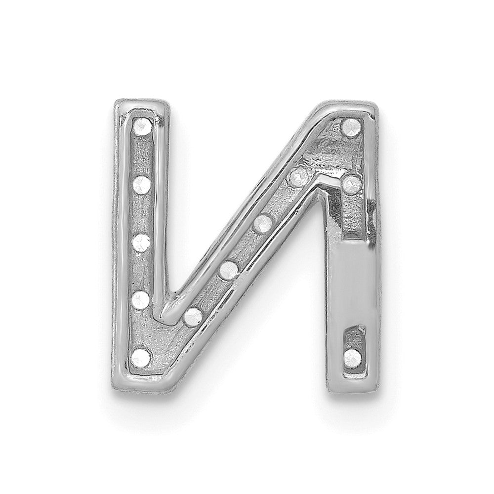 14K  White Gold Diamond Letter N Initial Charm