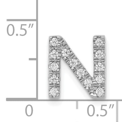 14K  White Gold Diamond Letter N Initial Charm