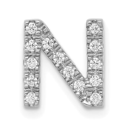 14K  White Gold Diamond Letter N Initial Charm
