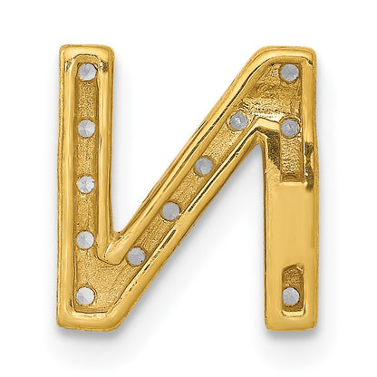 14K  Diamond Letter N Initial Charm