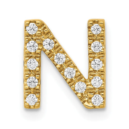 14K  Diamond Letter N Initial Charm